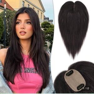 RUWISS Human Hair Topper with Bangs Crown Topper Hair Pieces. 10 inch | New